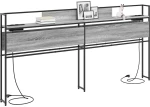 vidaXL Κεφαλάρι Αποθήκης με ράφι Γκρι sonoma 200 cm Επεξεργασμένο ξύλο