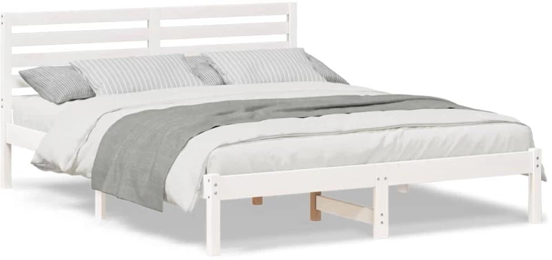 vidaXL Σκελετός Κρεβατιού Λευκό 150 x 200 cm Μασίφ ξύλο πεύκου