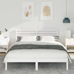vidaXL Σκελετός Κρεβατιού Λευκό 150 x 200 cm Μασίφ ξύλο πεύκου