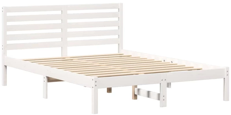 vidaXL Σκελετός Κρεβατιού Λευκό 135 x 190 cm Μασίφ ξύλο πεύκου