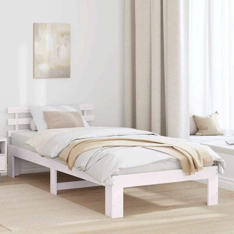 vidaXL Σκελετός Κρεβατιού Λευκό 75 x 190 cm Μασίφ ξύλο πεύκου