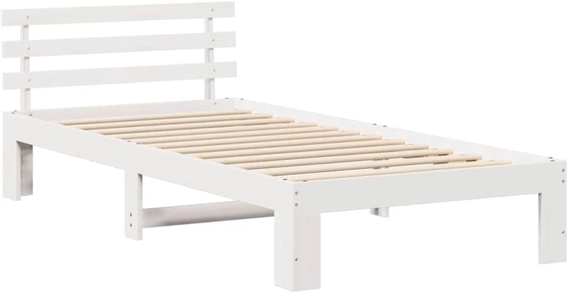 vidaXL Σκελετός Κρεβατιού Λευκό 75 x 190 cm Μασίφ ξύλο πεύκου