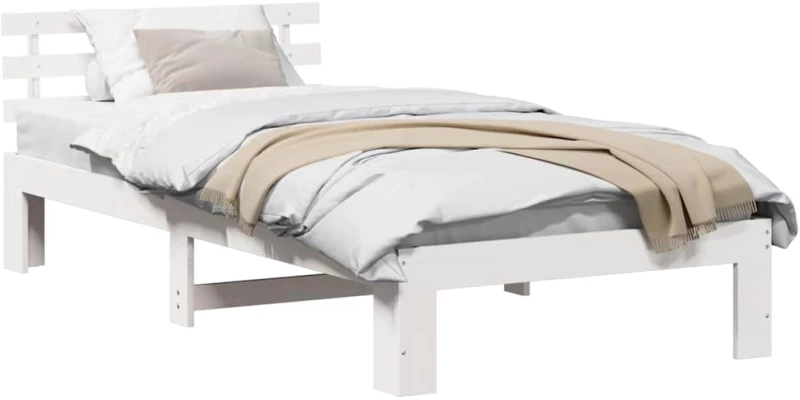 vidaXL Σκελετός Κρεβατιού Λευκό 75 x 190 cm Μασίφ ξύλο πεύκου