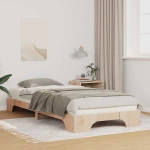 vidaXL Κρεβάτι δαπέδου Καφέ 90 x 210 cm Μασίφ ξύλο πεύκου