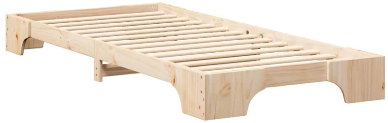 vidaXL Κρεβάτι δαπέδου Καφέ 90 x 210 cm Μασίφ ξύλο πεύκου