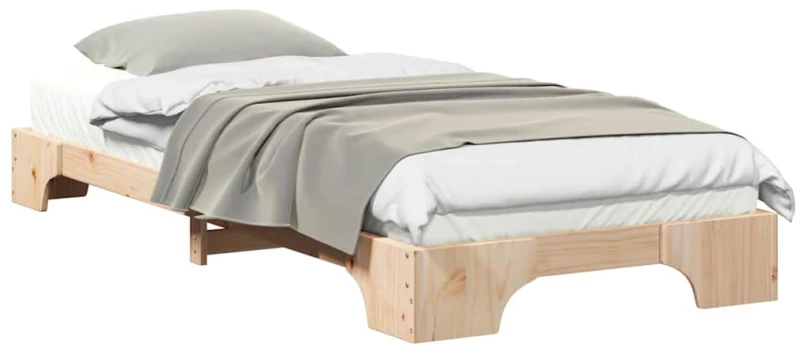 vidaXL Κρεβάτι δαπέδου Καφέ 90 x 210 cm Μασίφ ξύλο πεύκου
