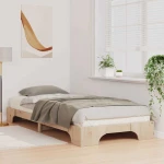 vidaXL Κρεβάτι δαπέδου Καφέ 90 x 210 cm Μασίφ ξύλο πεύκου