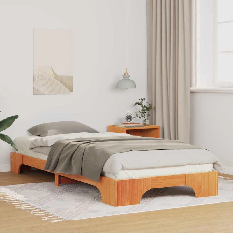 vidaXL Κρεβάτι δαπέδου με αποθήκευση Καφέ 80 x 220 cm ξύλο