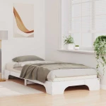 vidaXL Κρεβάτι δαπέδου Λευκό 100 x 220 cm Μασίφ ξύλο πεύκου