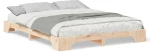 vidaXL Κρεβάτι δαπέδου Καφέ 160 x 220 cm Μασίφ ξύλο πεύκου
