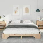 vidaXL Κρεβάτι δαπέδου Καφέ 160 x 220 cm Μασίφ ξύλο πεύκου