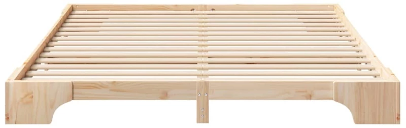 vidaXL Κρεβάτι δαπέδου Καφέ 160 x 220 cm Μασίφ ξύλο πεύκου