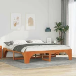 vidaXL Κρεβάτι δαπέδου Καφέ 180 x 200 cm Μασίφ ξύλο πεύκου