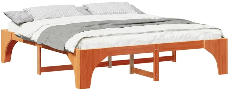 vidaXL Κρεβάτι δαπέδου Καφέ 180 x 200 cm Μασίφ ξύλο πεύκου