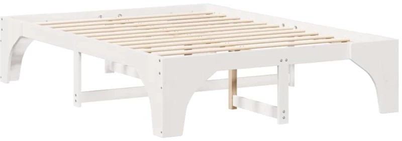 vidaXL Κρεβάτι δαπέδου Λευκό 150 x 200 cm Μασίφ ξύλο πεύκου