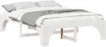 vidaXL Κρεβάτι δαπέδου Λευκό 150 x 200 cm Μασίφ ξύλο πεύκου