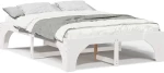 vidaXL Κρεβάτι δαπέδου Λευκό 150 x 200 cm Μασίφ ξύλο πεύκου