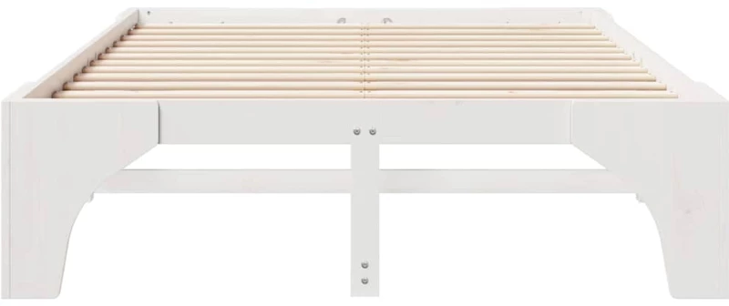 vidaXL Κρεβάτι δαπέδου Λευκό 150 x 200 cm Μασίφ ξύλο πεύκου