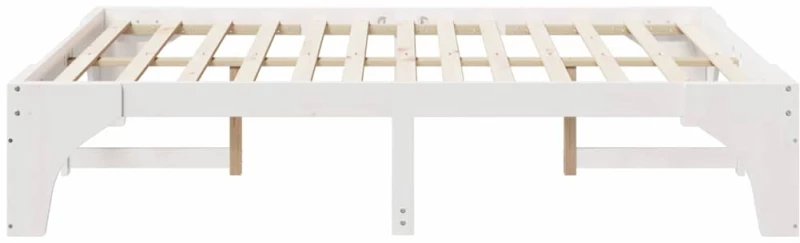 vidaXL Κρεβάτι δαπέδου Λευκό 150 x 200 cm Μασίφ ξύλο πεύκου