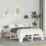 vidaXL Κρεβάτι δαπέδου Λευκό 120 x 190 cm Μασίφ ξύλο πεύκου