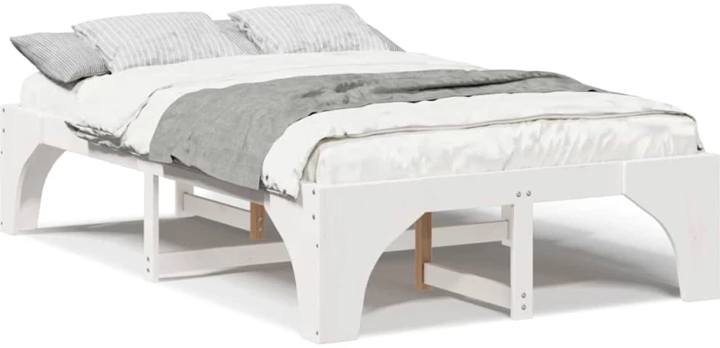 vidaXL Κρεβάτι δαπέδου Λευκό 120 x 190 cm Μασίφ ξύλο πεύκου