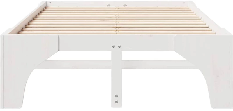 vidaXL Κρεβάτι δαπέδου Λευκό 120 x 190 cm Μασίφ ξύλο πεύκου