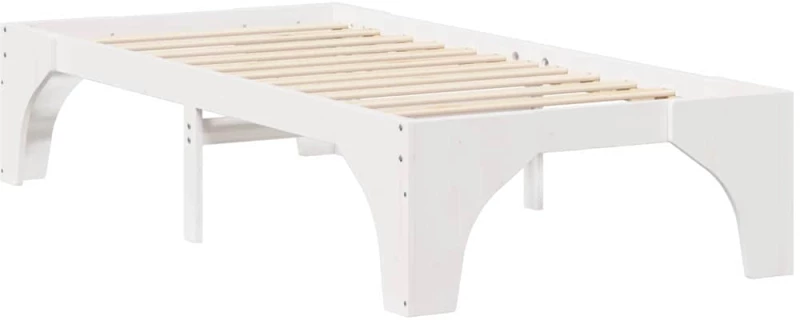 vidaXL Κρεβάτι δαπέδου Λευκό 75 x 190 cm Μασίφ ξύλο πεύκου
