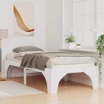 vidaXL Κρεβάτι δαπέδου Λευκό 75 x 190 cm Μασίφ ξύλο πεύκου