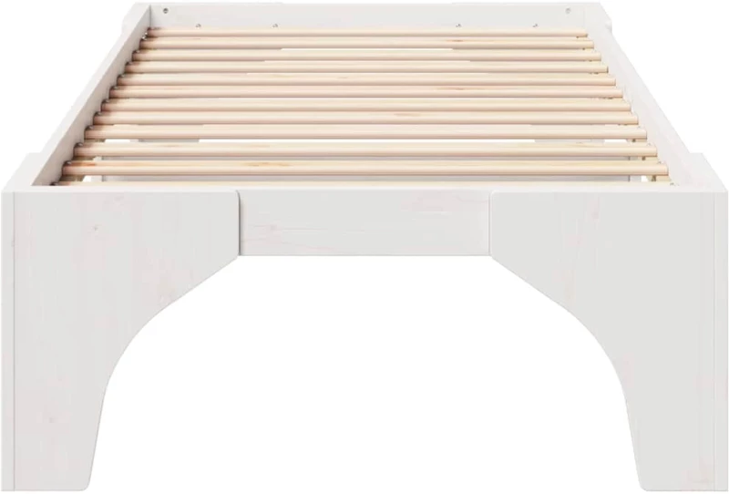 vidaXL Κρεβάτι δαπέδου Λευκό 75 x 190 cm Μασίφ ξύλο πεύκου