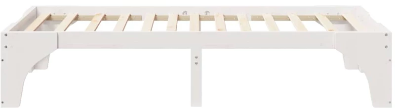 vidaXL Κρεβάτι δαπέδου Λευκό 75 x 190 cm Μασίφ ξύλο πεύκου