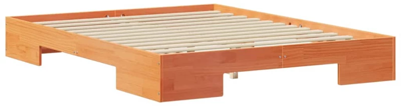 vidaXL Κρεβάτι δαπέδου Καφέ 160 x 200 cm Μασίφ ξύλο πεύκου