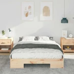 vidaXL Κρεβάτι δαπέδου Καφέ 140 x 190 cm Μασίφ ξύλο πεύκου