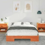 vidaXL Κρεβάτι δαπέδου Καφέ 135 x 190 cm Μασίφ ξύλο πεύκου