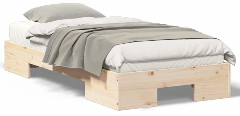 vidaXL Κρεβάτι δαπέδου Καφέ 80 x 200 cm Μασίφ ξύλο πεύκου