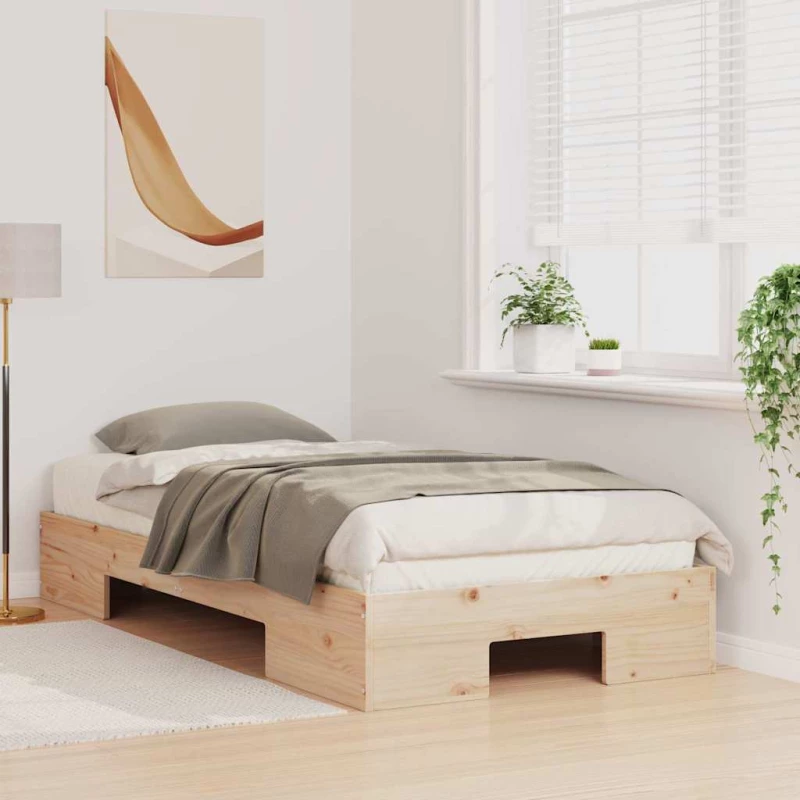 vidaXL Κρεβάτι δαπέδου Καφέ 80 x 200 cm Μασίφ ξύλο πεύκου