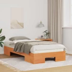vidaXL Κρεβάτι δαπέδου Καφέ 90 x 190 cm Μασίφ ξύλο πεύκου