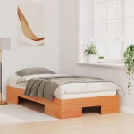 vidaXL Κρεβάτι δαπέδου Καφέ 90 x 190 cm Μασίφ ξύλο πεύκου
