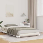 vidaXL Κρεβάτι δαπέδου Λευκό 80 x 200 cm Μασίφ ξύλο πεύκου
