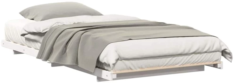 vidaXL Κρεβάτι δαπέδου Λευκό 80 x 200 cm Μασίφ ξύλο πεύκου