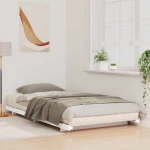vidaXL Κρεβάτι δαπέδου Λευκό 100 x 210 cm Μασίφ ξύλο πεύκου