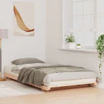 vidaXL Κρεβάτι δαπέδου Καφέ 100 x 220 cm Μασίφ ξύλο πεύκου