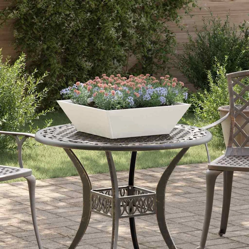 vidaXL Γλάστρα Κήπου 5 pcs Λευκό 50 x 50 x 15 cm Ατσάλι