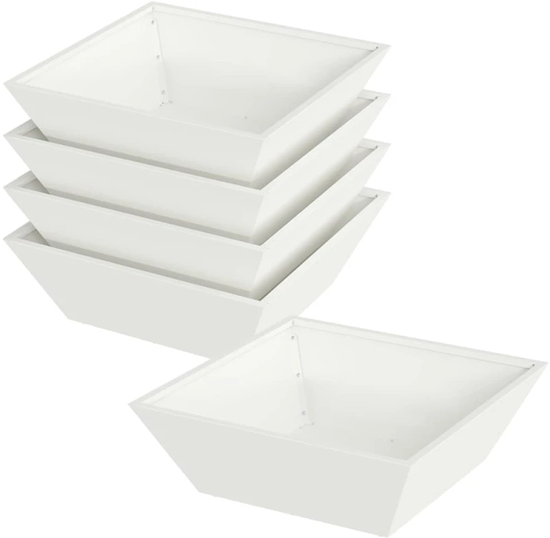 vidaXL Γλάστρα Κήπου 5 pcs Λευκό 50 x 50 x 15 cm Ατσάλι
