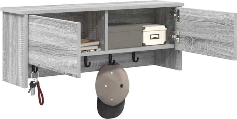vidaXL Τοίχου Κρεμάστρα Γκρι sonoma 80 x 20 x 30 cm Επεξεργασμένο ξύλο