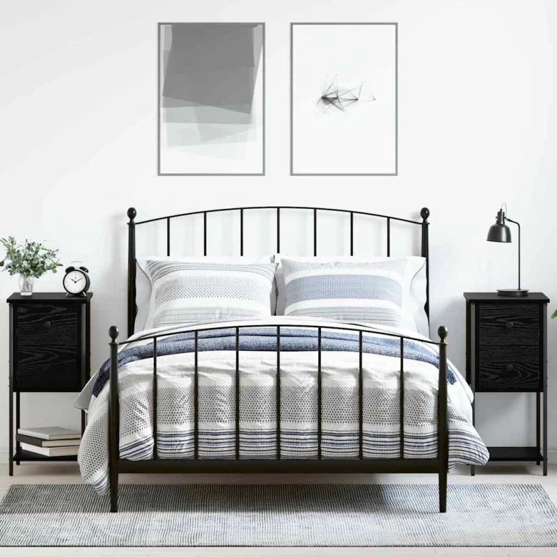 vidaXL Κομοδίνο 2 pcs Μαύρη δρυς 32 x 42 x 70 εκ Επεξεργασμένο ξύλο