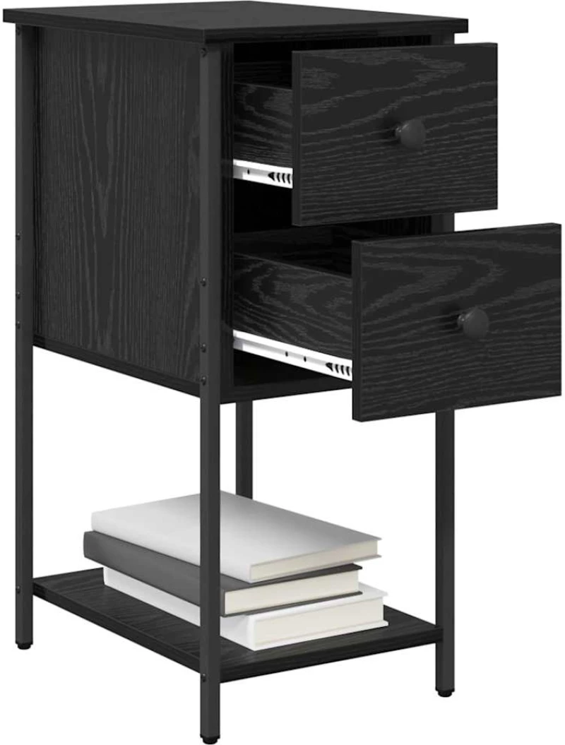 vidaXL Κομοδίνο 2 pcs Μαύρη δρυς 32 x 42 x 70 εκ Επεξεργασμένο ξύλο
