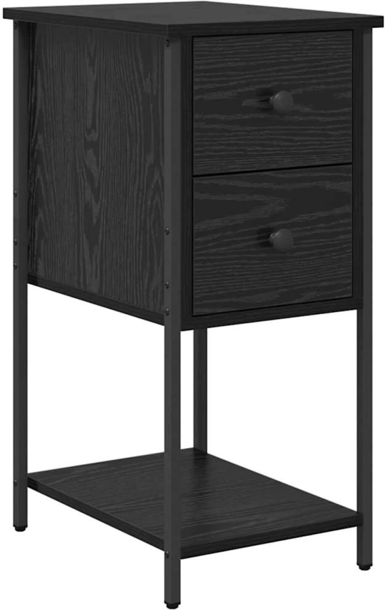 vidaXL Κομοδίνο 2 pcs Μαύρη δρυς 32 x 42 x 70 εκ Επεξεργασμένο ξύλο