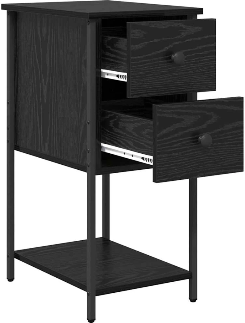vidaXL Κομοδίνο 2 pcs Μαύρη δρυς 32 x 42 x 70 εκ Επεξεργασμένο ξύλο