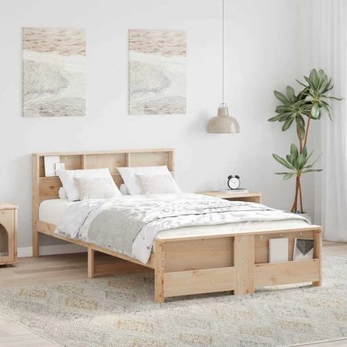 vidaXL Σκελετός Κρεβατιού Καφέ 135 x 190 cm Μασίφ ξύλο πεύκου