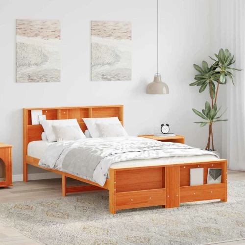vidaXL Σκελετός Κρεβατιού Καφέ κεριού 120 x 190 cm Μασίφ ξύλο πεύκου